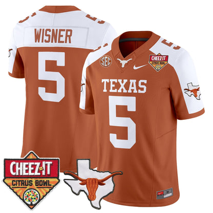 Men's Texas Longhorns 2025 Cheez-It Citrus Bowl Patch Vapor Limited Jersey - All Stitched