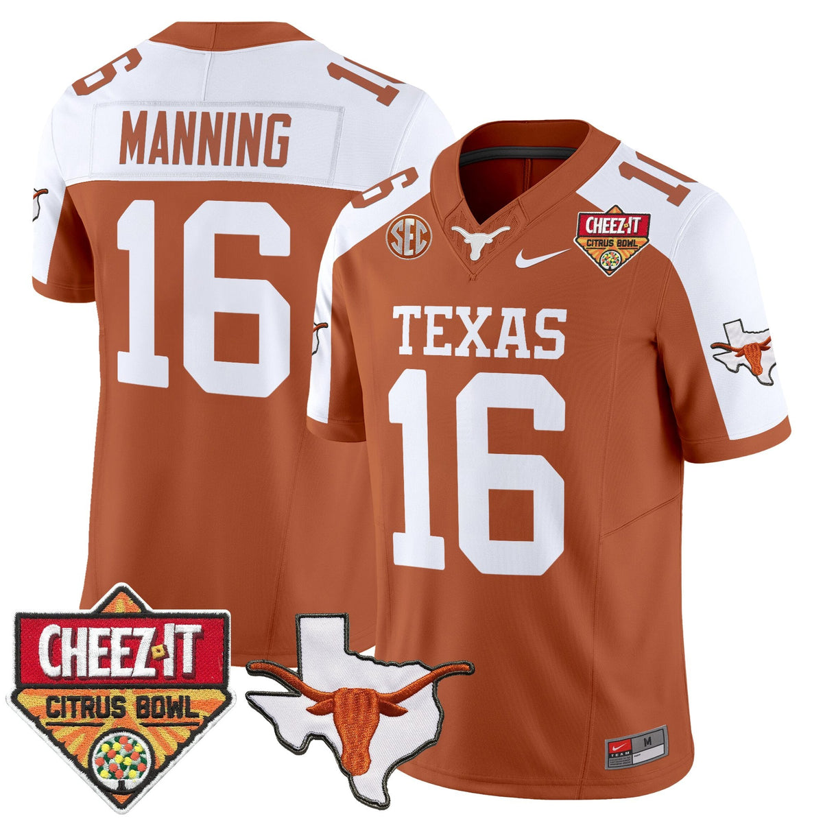 Men's Texas Longhorns 2025 Cheez-It Citrus Bowl Patch Vapor Limited Jersey - All Stitched