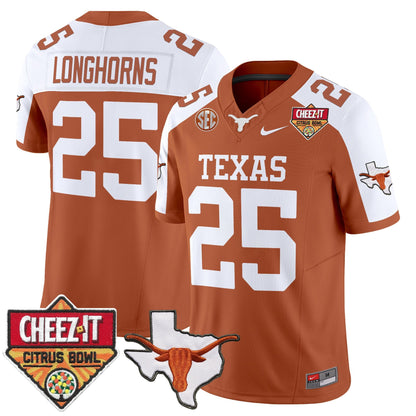 Men's Texas Longhorns 2025 Cheez-It Citrus Bowl Patch Vapor Limited Jersey - All Stitched