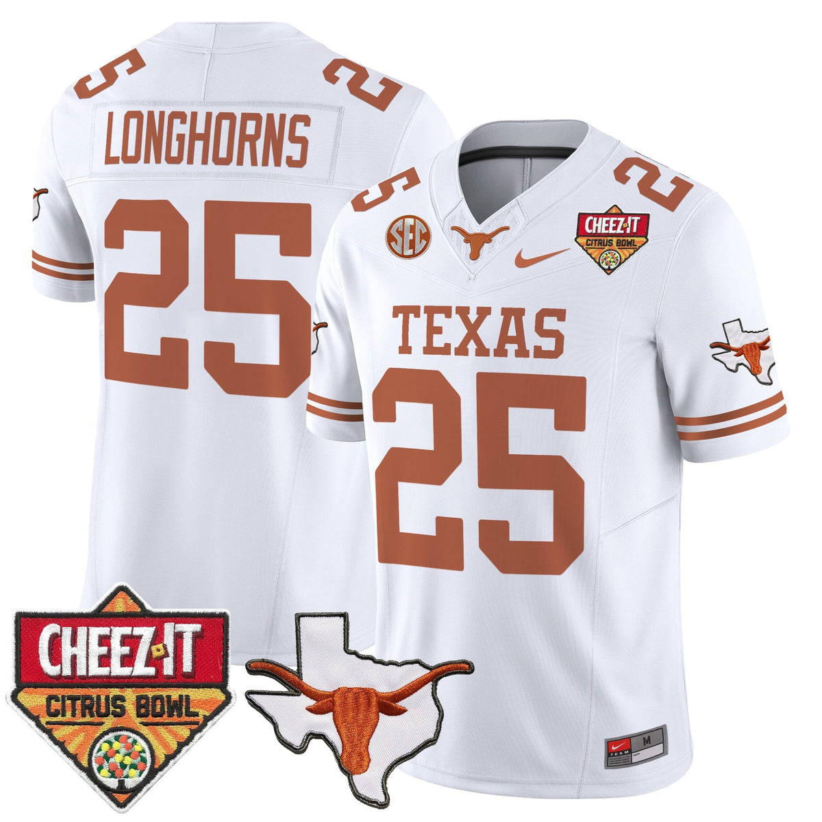 Men's Texas Longhorns 2025 Cheez-It Citrus Bowl Patch Vapor Limited Jersey - All Stitched