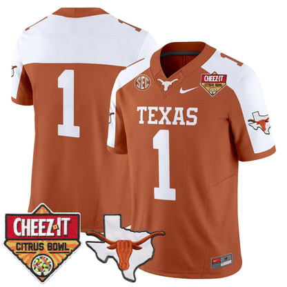 Men's Texas Longhorns 2025 Cheez-It Citrus Bowl Patch Vapor Limited Jersey - All Stitched