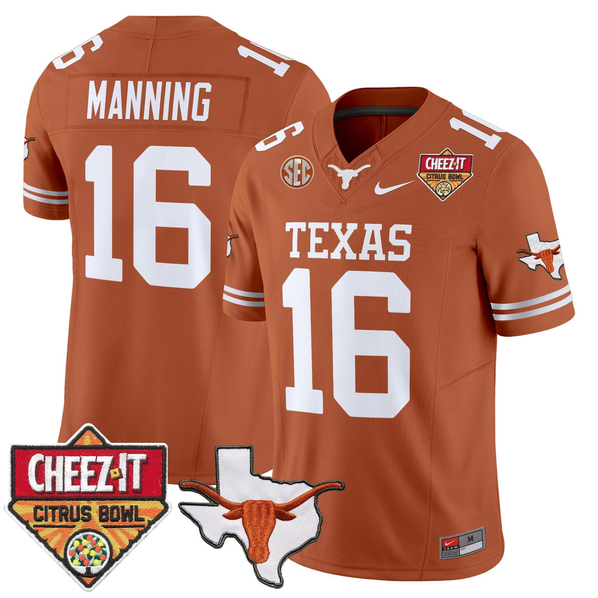 Men's Texas Longhorns 2025 Cheez-It Citrus Bowl Patch Vapor Limited Jersey - All Stitched
