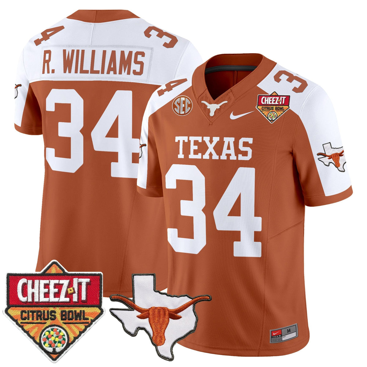 Men's Texas Longhorns 2025 Cheez-It Citrus Bowl Patch Vapor Limited Jersey - All Stitched