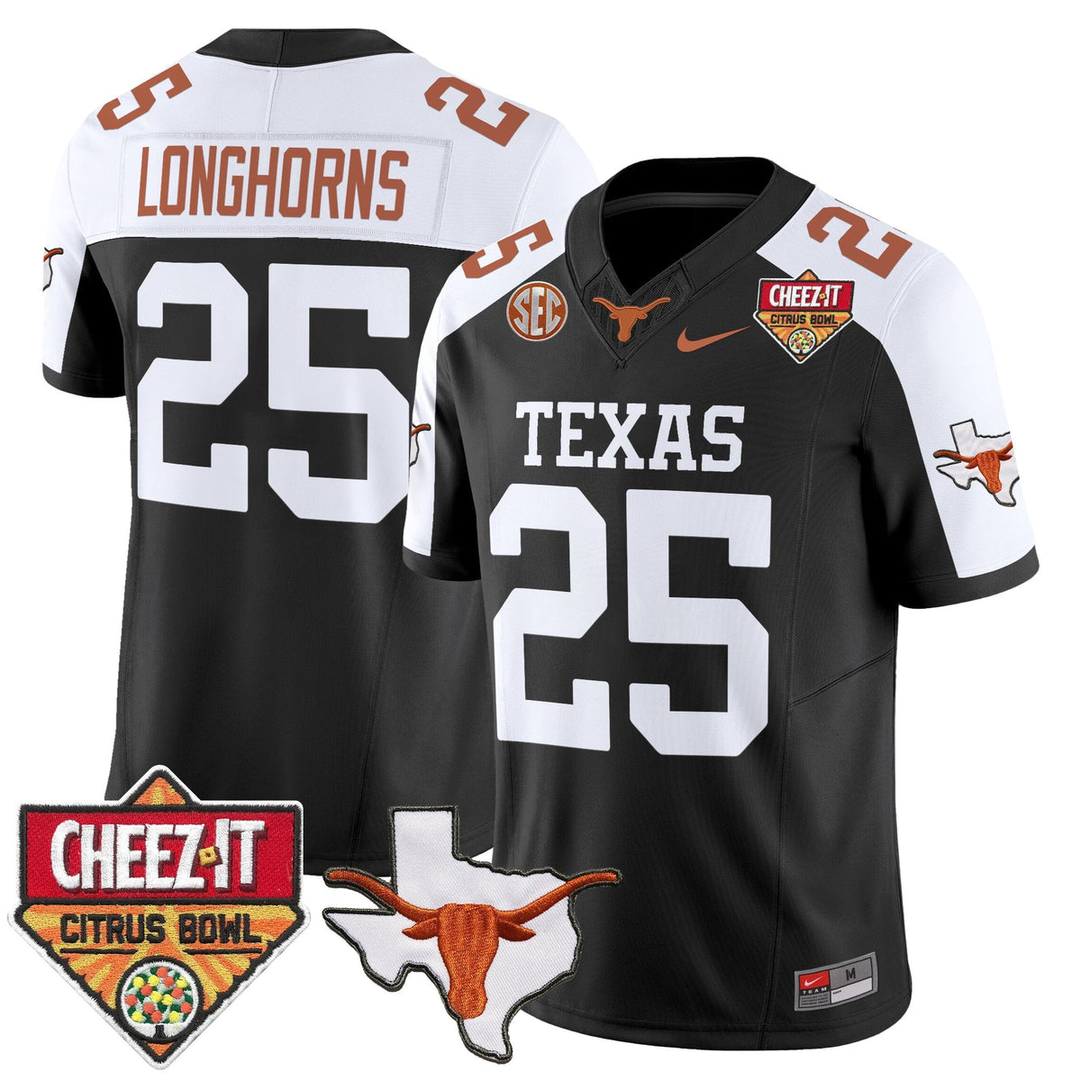 Men's Texas Longhorns 2025 Cheez-It Citrus Bowl Patch Vapor Limited Jersey - All Stitched