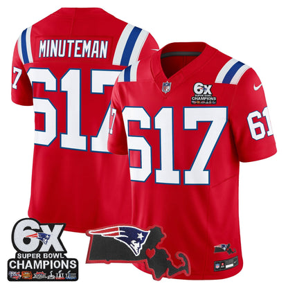 Men's New England Patriots 6-Time Champions & Massachusetts Patch Vapor Limited Jersey - All Stitched