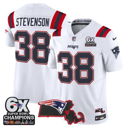 Men's New England Patriots 6-Time Champions & Massachusetts Patch Vapor Limited Jersey - All Stitched