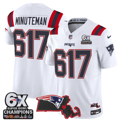 Men's New England Patriots 6-Time Champions & Massachusetts Patch Vapor Limited Jersey - All Stitched