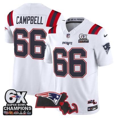 Men's New England Patriots 6-Time Champions & Massachusetts Patch Vapor Limited Jersey - All Stitched