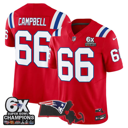 Men's New England Patriots 6-Time Champions & Massachusetts Patch Vapor Limited Jersey - All Stitched