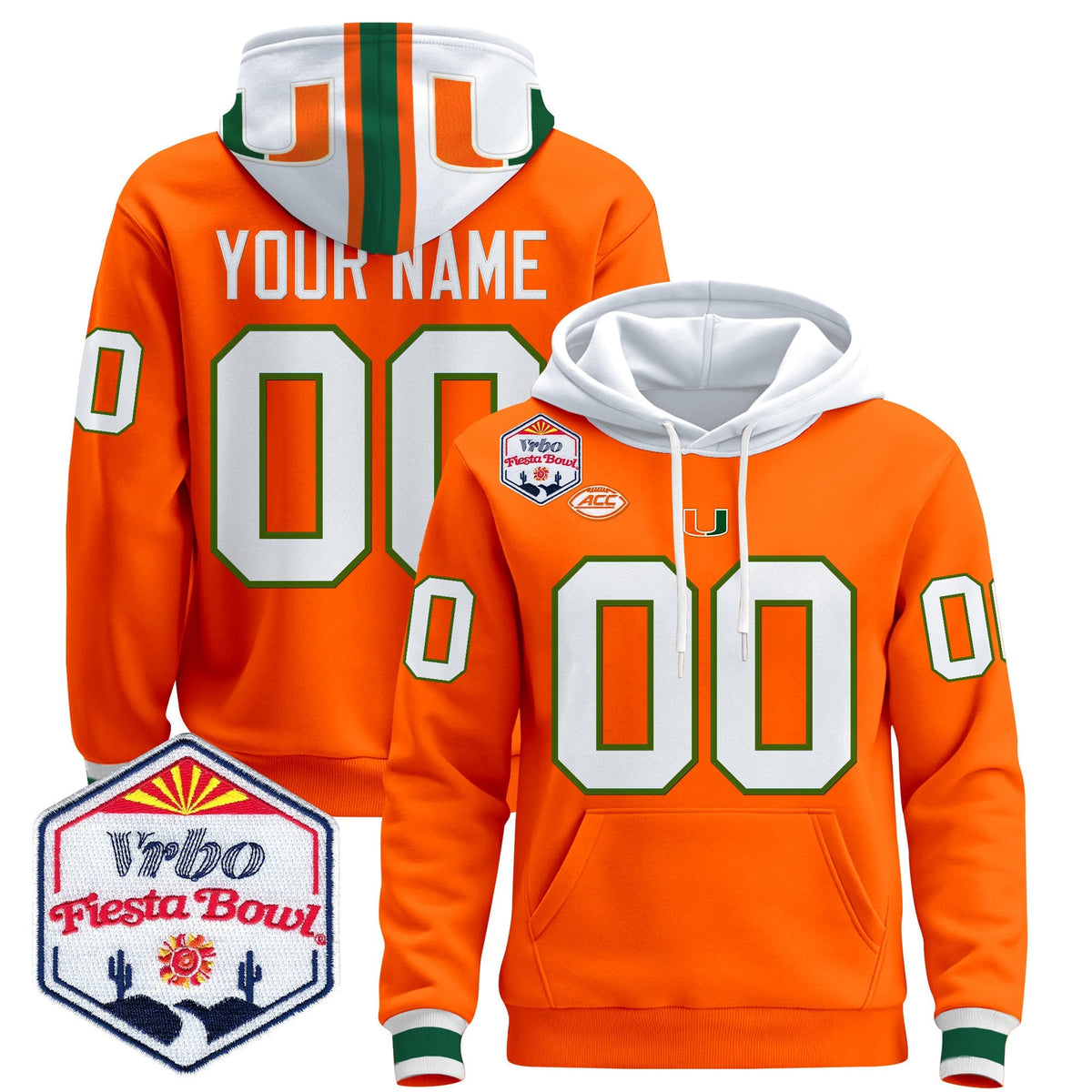 Miami Hurricanes 2026 The Fiesta Bowl Premium Custom Pullover Hoodie - All Stitched