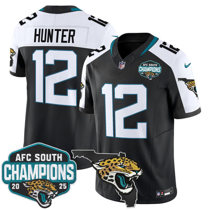 Men's Jacksonville Jaguars 2025 AFC South Division Champions & Florida Patch Vapor Jersey - All Stitched