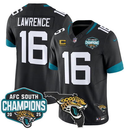 Men's Jacksonville Jaguars 2025 AFC South Division Champions & Florida Patch Vapor Jersey - All Stitched