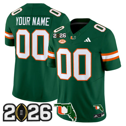 Miami Hurricanes 2026 CFP Final & Florida Patch Vapor Limited Custom Jersey - All Stitched