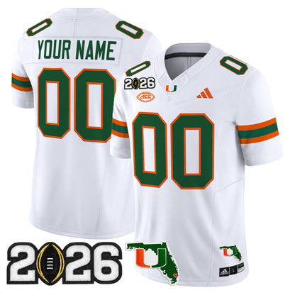 Miami Hurricanes 2026 CFP Final & Florida Patch Vapor Limited Custom Jersey - All Stitched