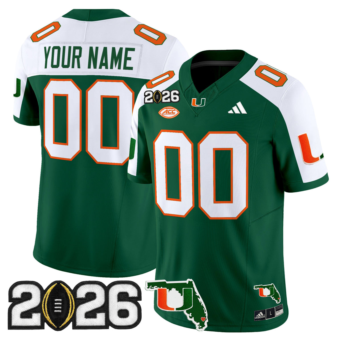 Miami Hurricanes 2026 CFP Final & Florida Patch Vapor Limited Custom Jersey - All Stitched