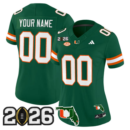 Miami Hurricanes 2026 CFP Final & Florida Patch Vapor Limited Custom Jersey - All Stitched