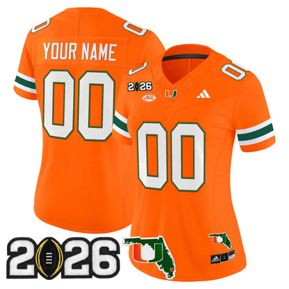 Miami Hurricanes 2026 CFP Final & Florida Patch Vapor Limited Custom Jersey - All Stitched