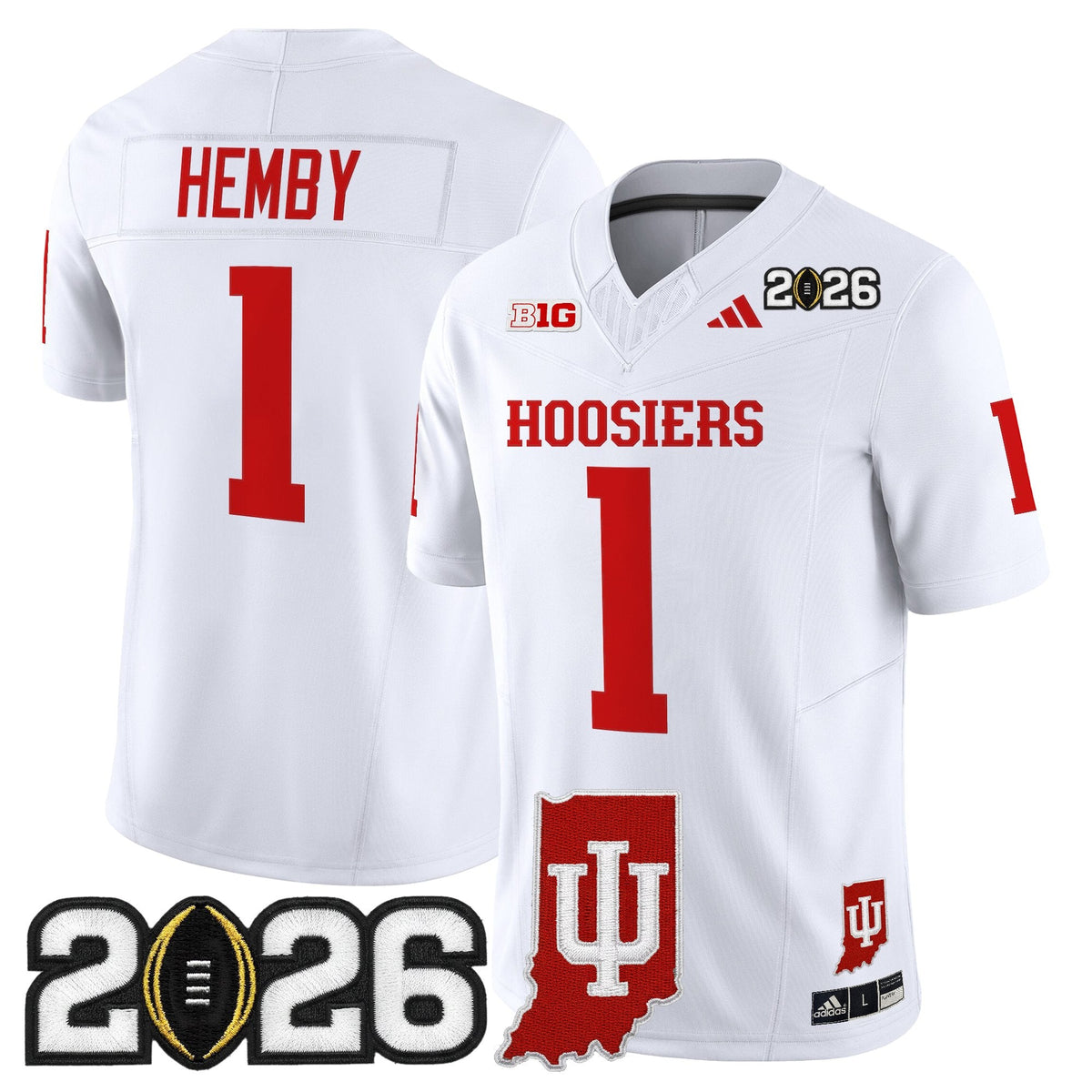 Men's Indiana Hoosiers 2026 CFP Final & Indiana State Patch Vapor Limited Jersey - All Stitched