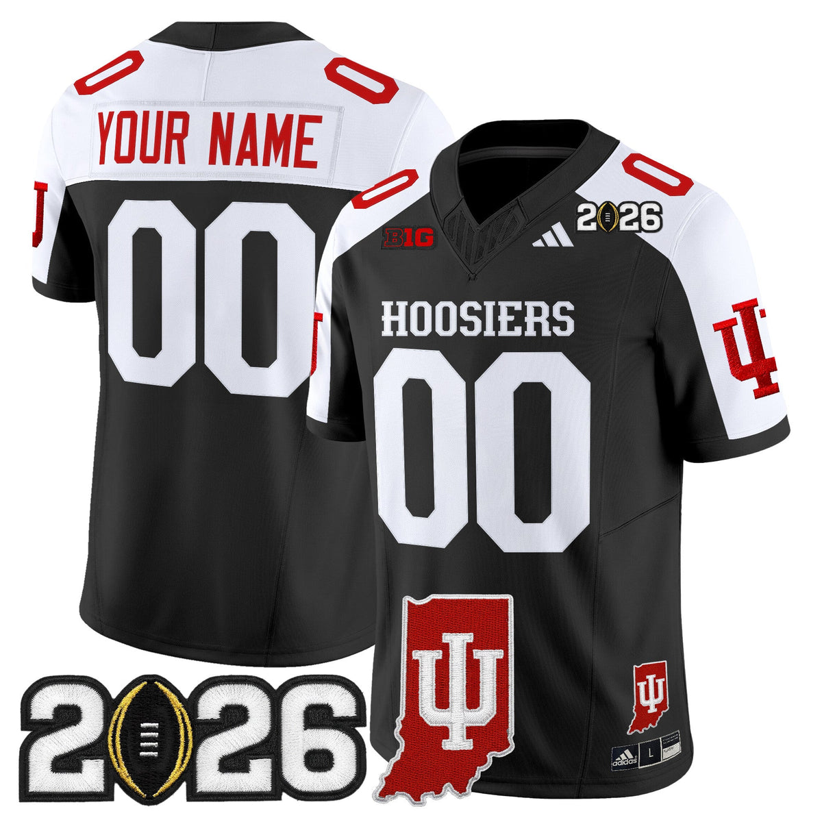 Indiana Hoosiers 2026 CFP Final & Indiana State Patch Vapor Limited Custom Jersey - All Stitched