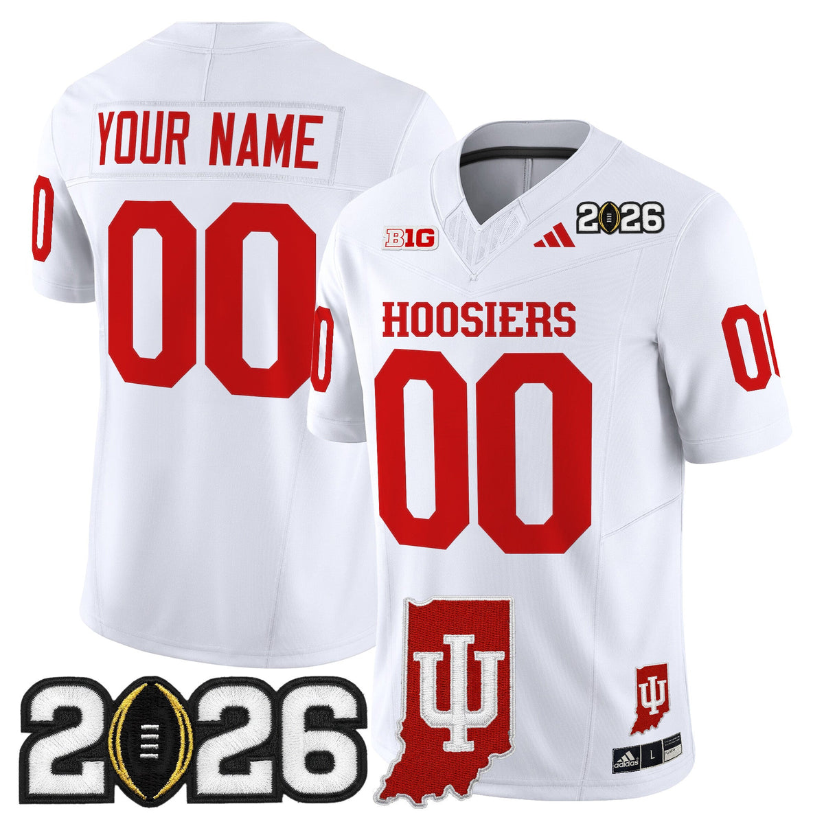 Indiana Hoosiers 2026 CFP Final & Indiana State Patch Vapor Limited Custom Jersey - All Stitched