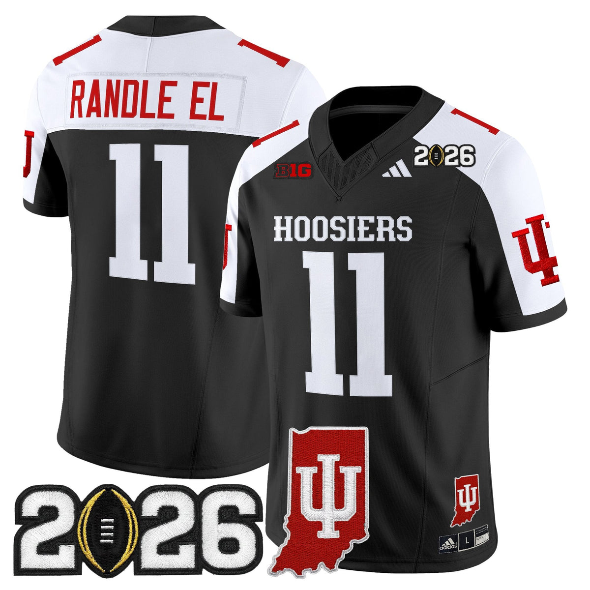 Men's Indiana Hoosiers 2026 CFP Final & Indiana State Patch Vapor Limited Jersey - All Stitched