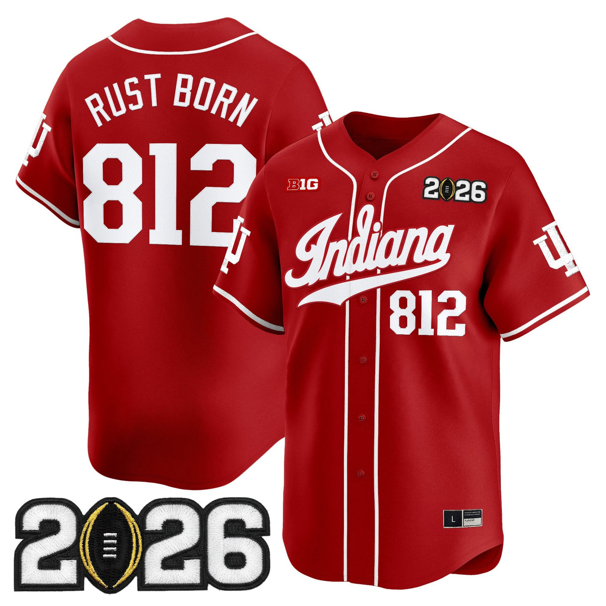Men's Indiana Hoosiers 2026 CFP Final Patch Vapor Baseball Jersey - All Stitched