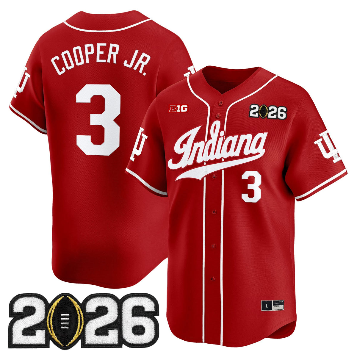 Men's Indiana Hoosiers 2026 CFP Final Patch Vapor Baseball Jersey - All Stitched
