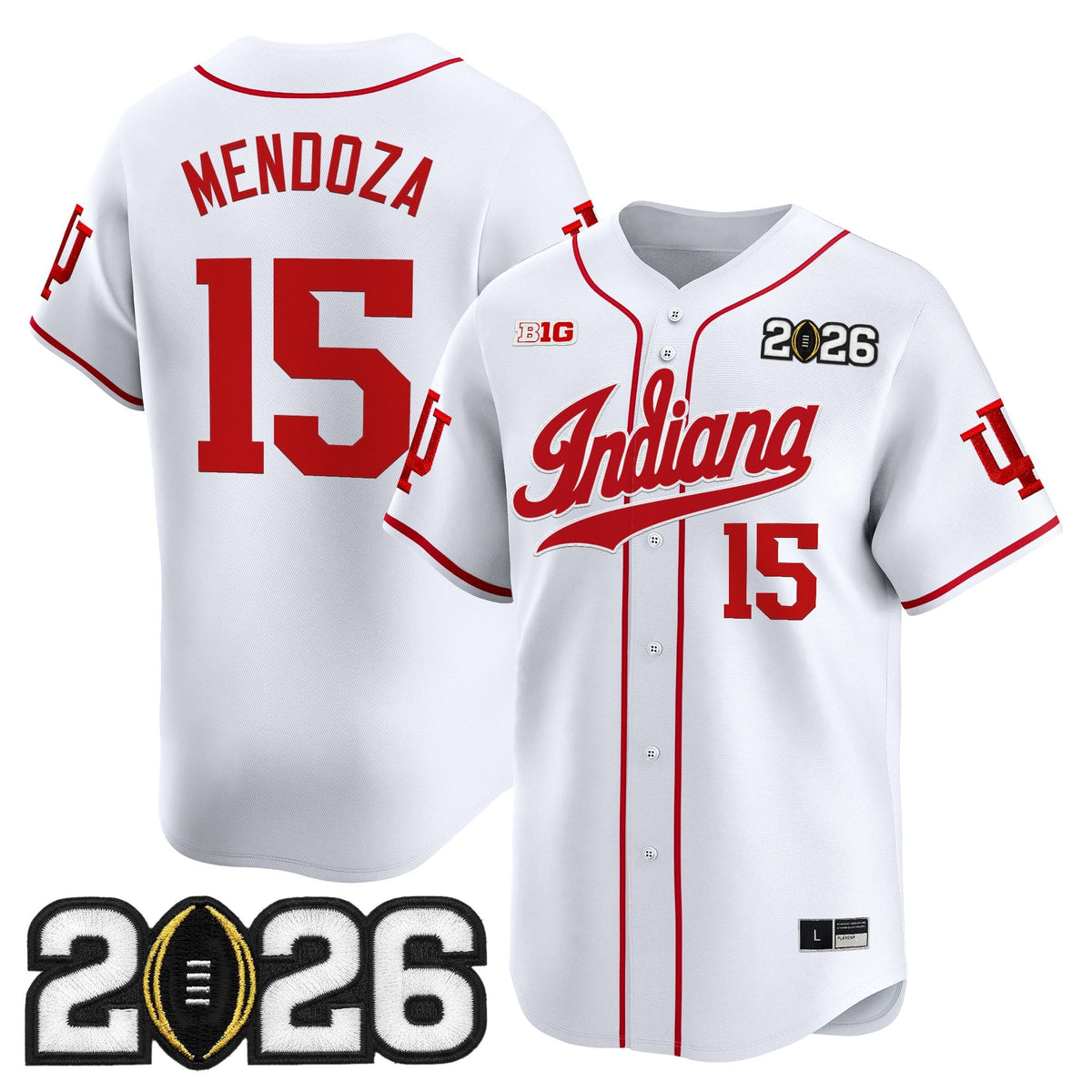 Men's Indiana Hoosiers 2026 CFP Final Patch Vapor Baseball Jersey - All Stitched