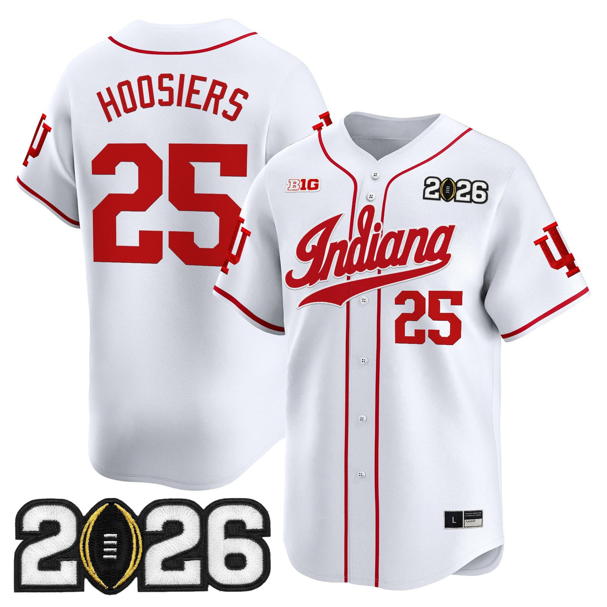 Men's Indiana Hoosiers 2026 CFP Final Patch Vapor Baseball Jersey - All Stitched
