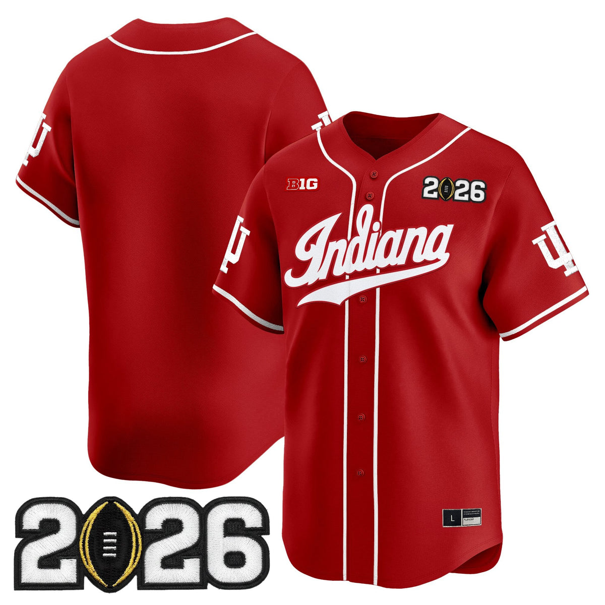 Men's Indiana Hoosiers 2026 CFP Final Patch Vapor Baseball Jersey - All Stitched