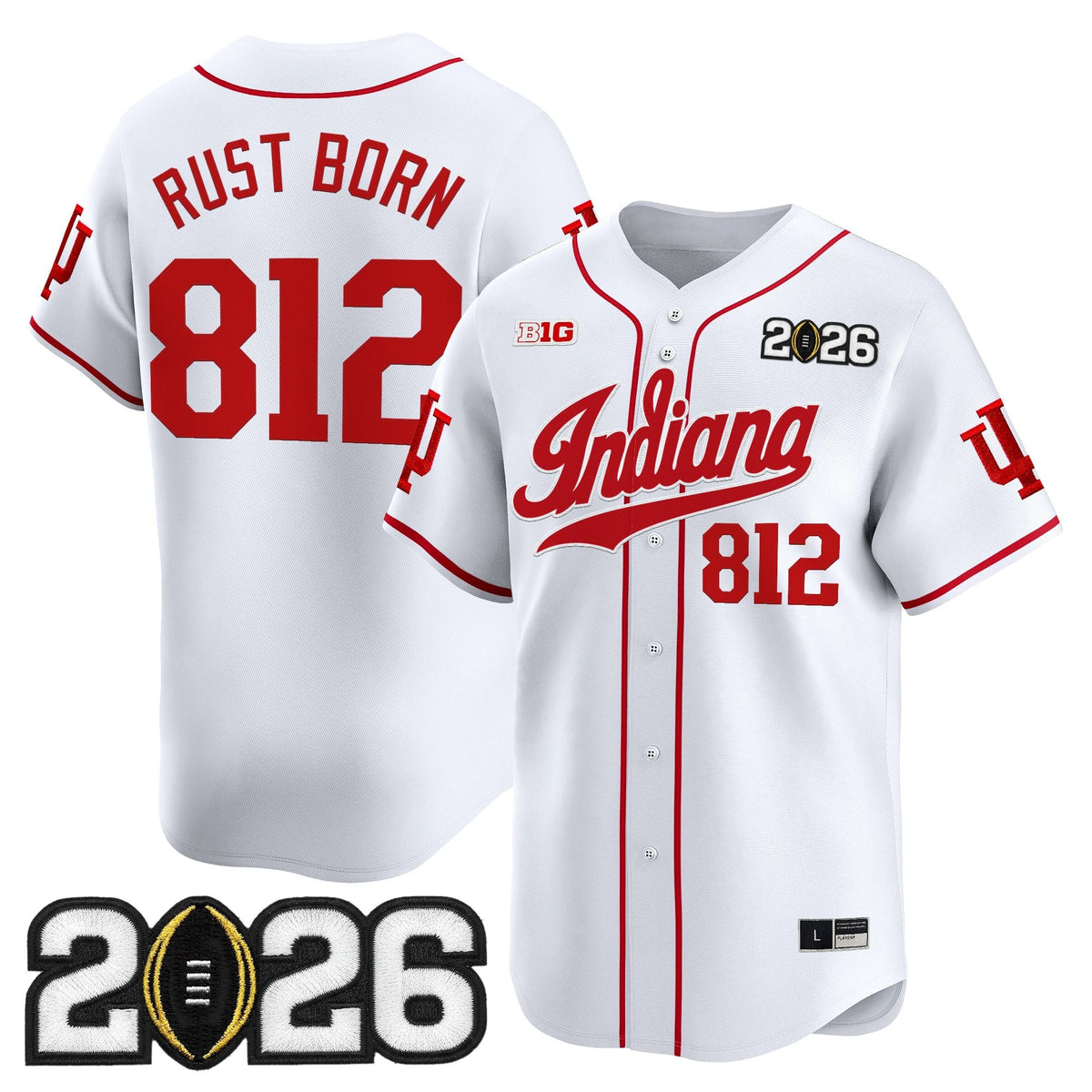 Men's Indiana Hoosiers 2026 CFP Final Patch Vapor Baseball Jersey - All Stitched