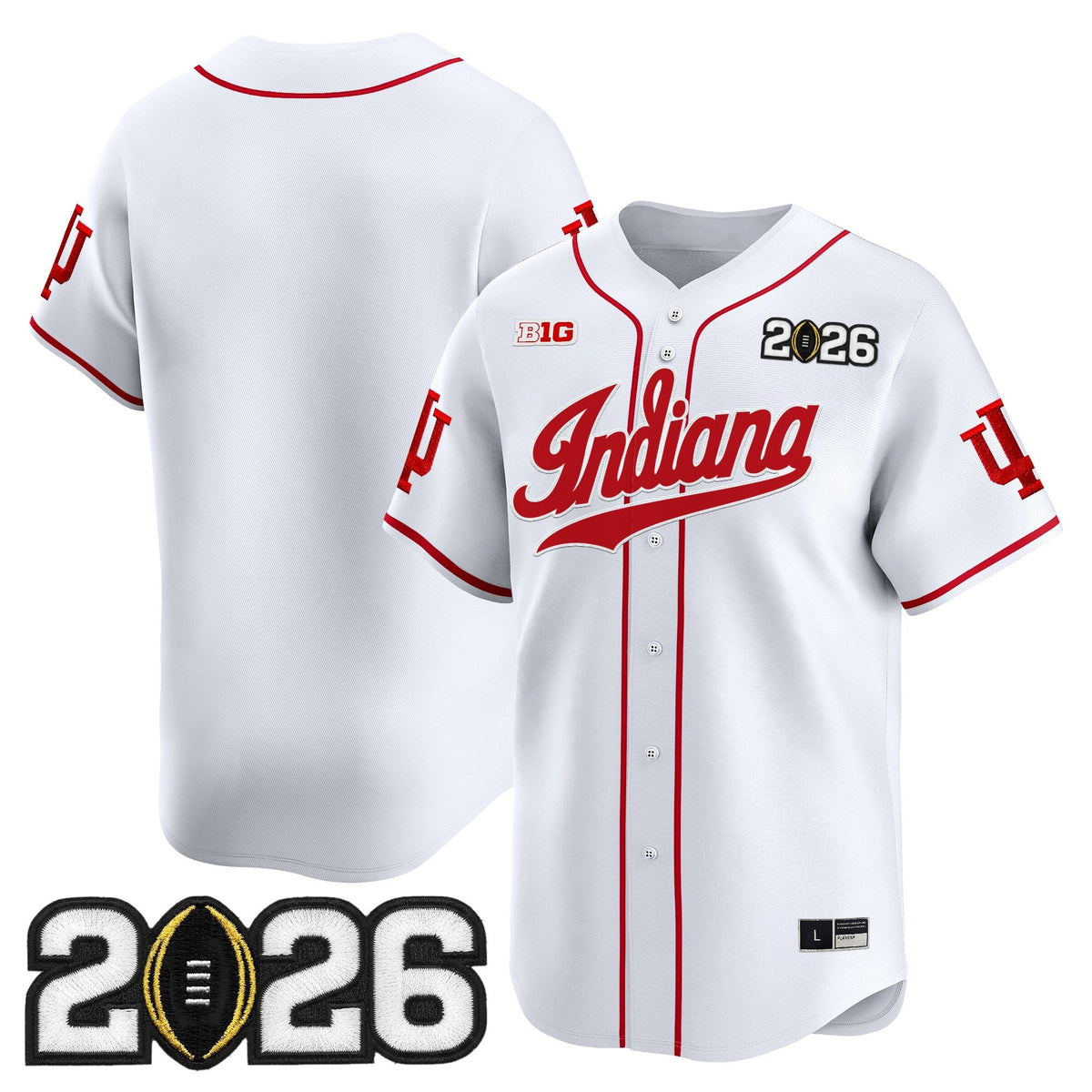 Men's Indiana Hoosiers 2026 CFP Final Patch Vapor Baseball Jersey - All Stitched