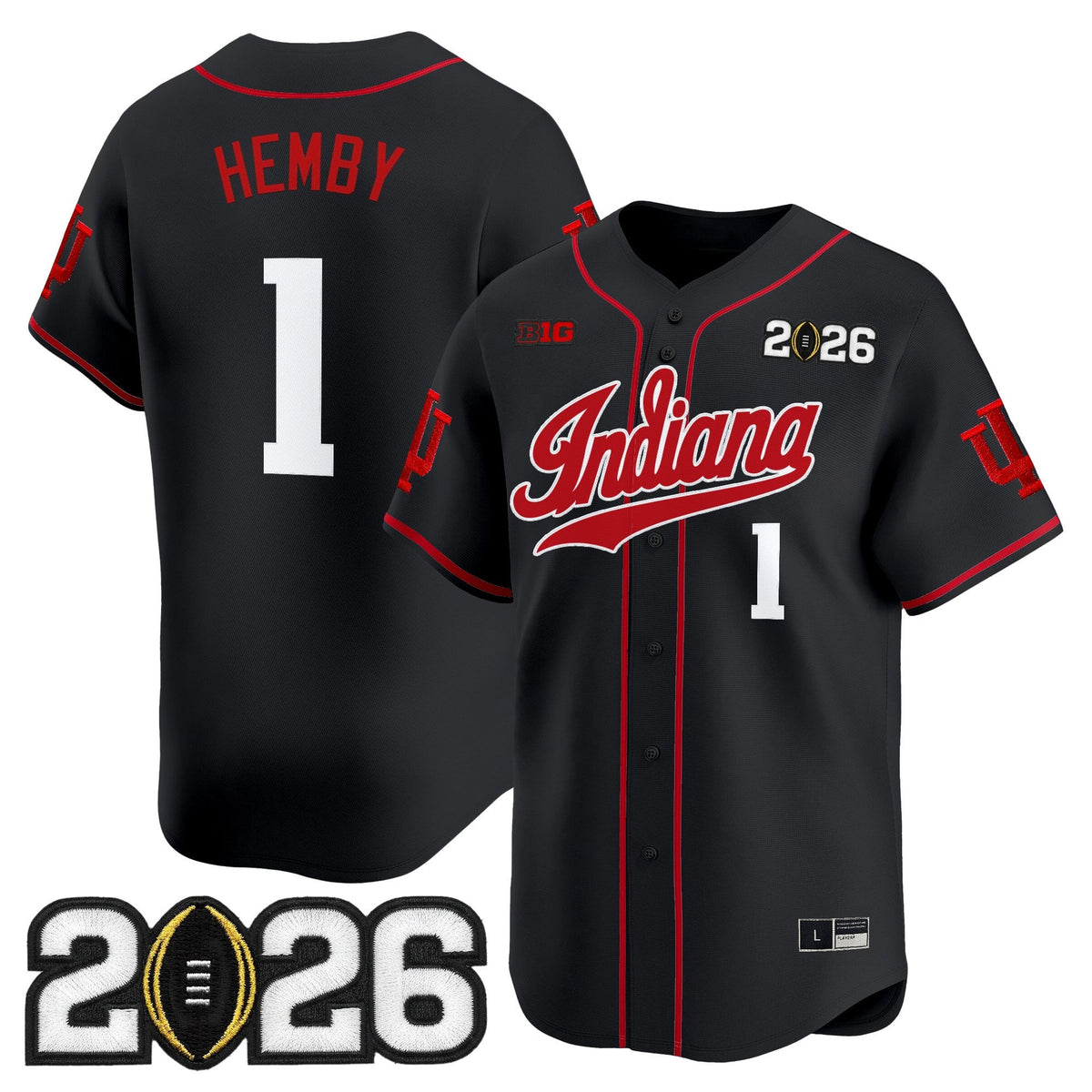 Men's Indiana Hoosiers 2026 CFP Final Patch Vapor Baseball Jersey - All Stitched