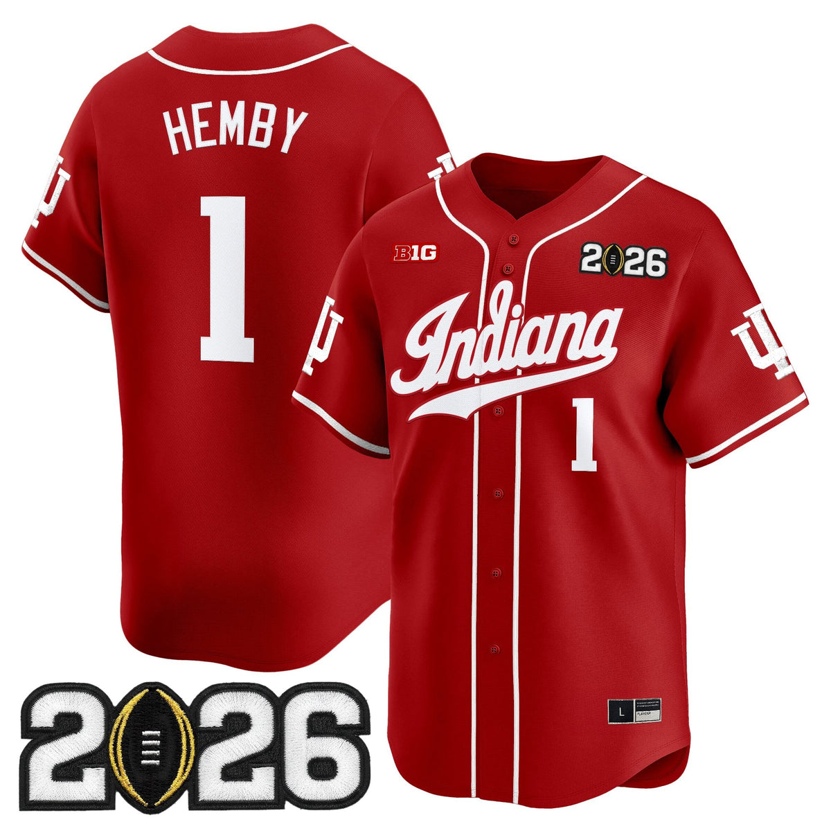 Men's Indiana Hoosiers 2026 CFP Final Patch Vapor Baseball Jersey - All Stitched