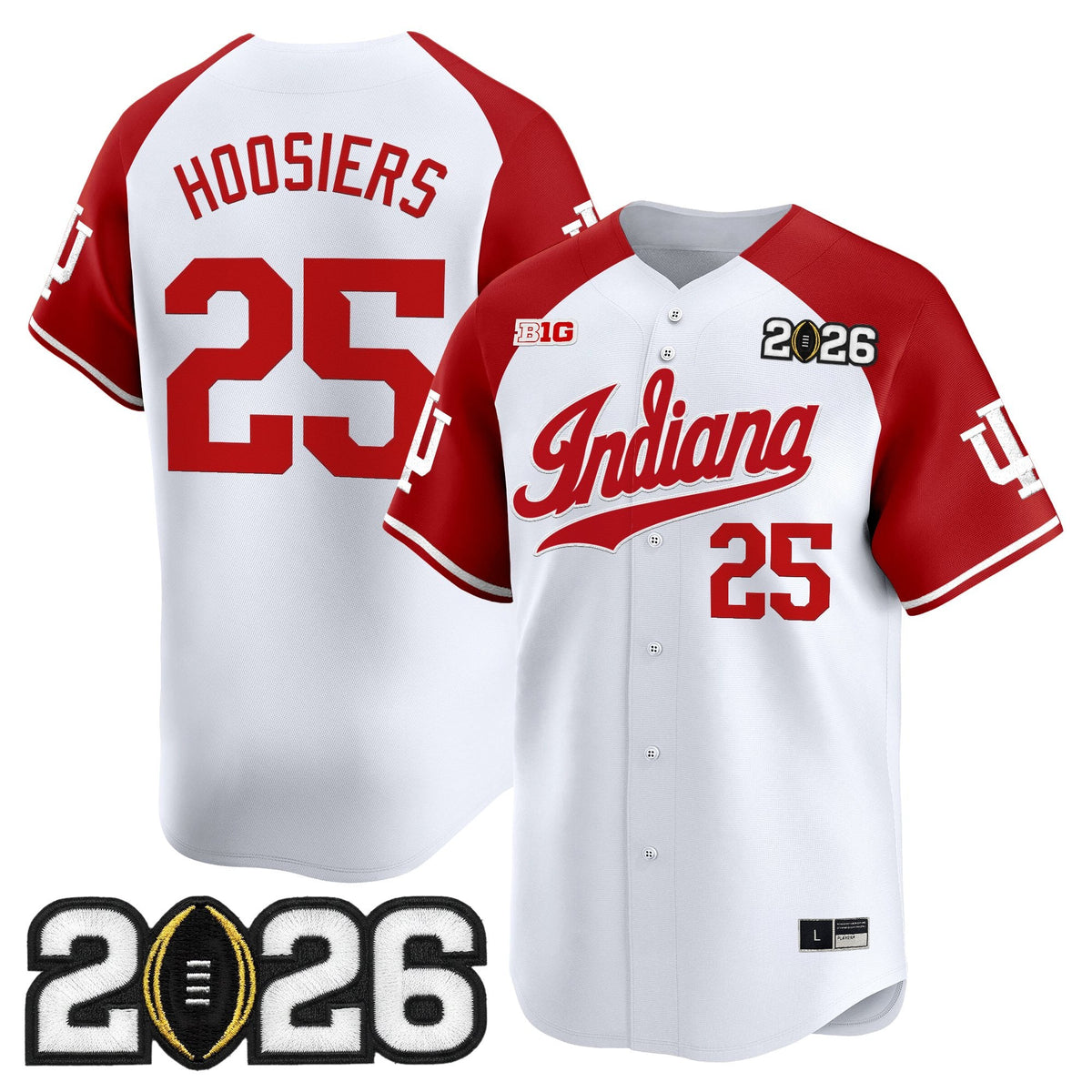 Men's Indiana Hoosiers 2026 CFP Final Patch Vapor Baseball Jersey - All Stitched