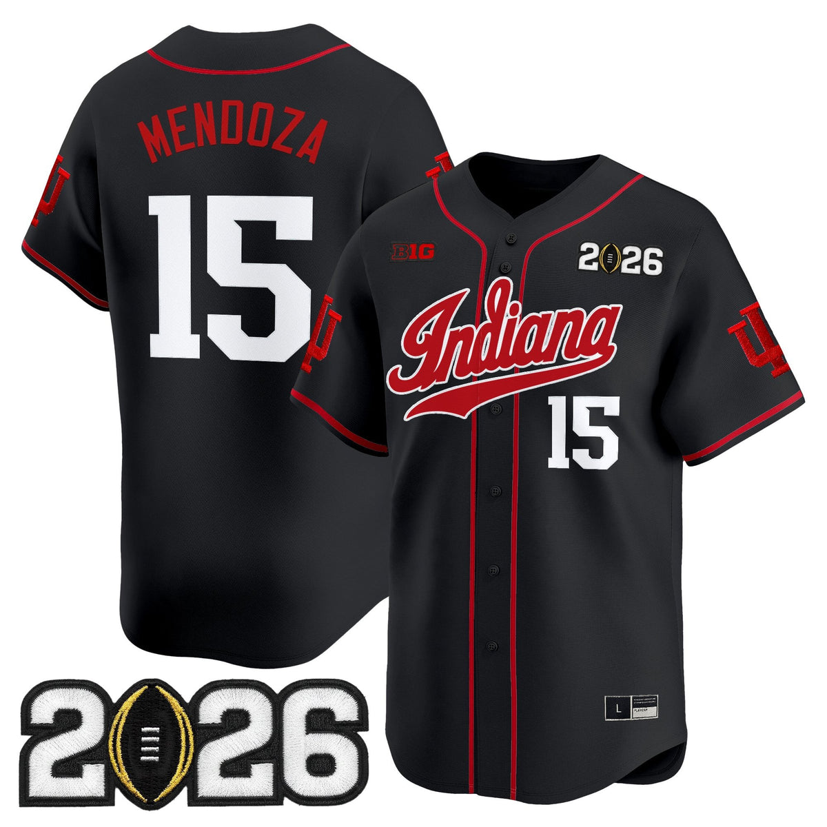 Men's Indiana Hoosiers 2026 CFP Final Patch Vapor Baseball Jersey - All Stitched