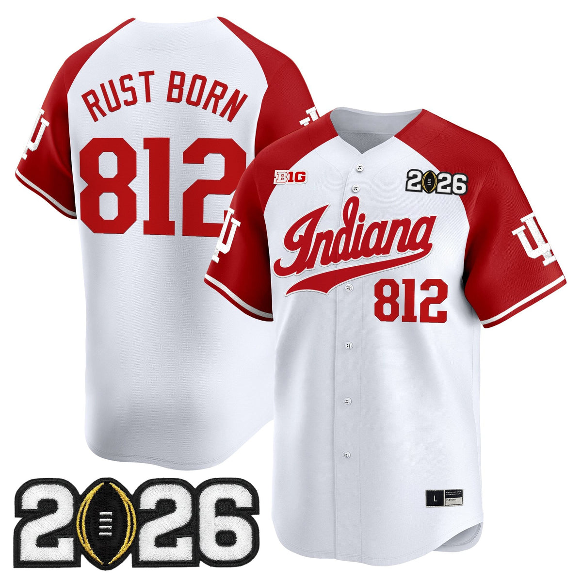 Men's Indiana Hoosiers 2026 CFP Final Patch Vapor Baseball Jersey - All Stitched