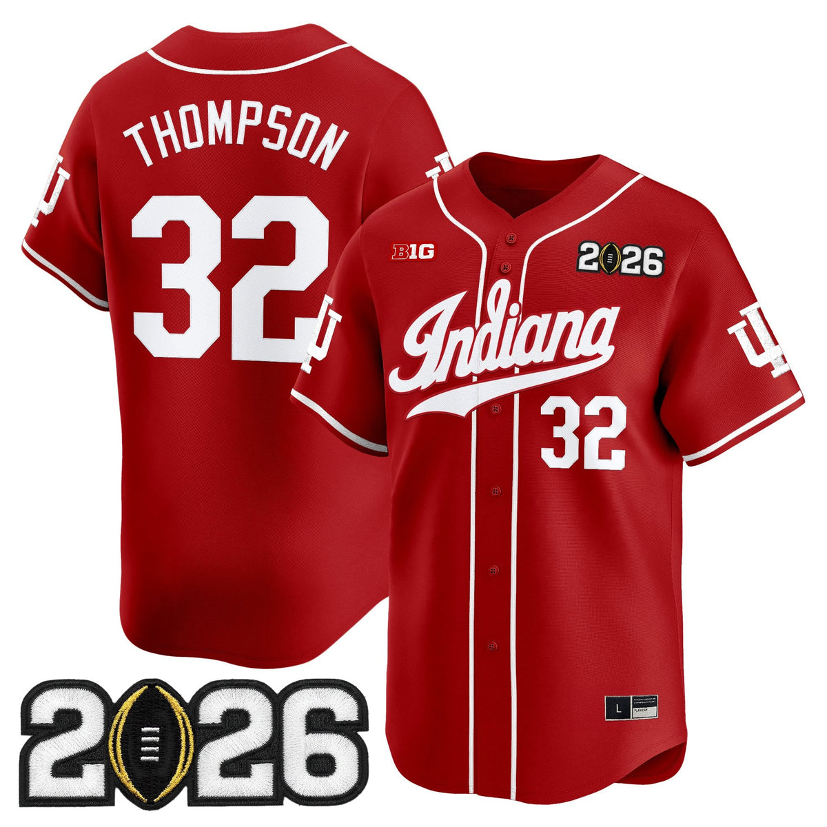 Men's Indiana Hoosiers 2026 CFP Final Patch Vapor Baseball Jersey - All Stitched