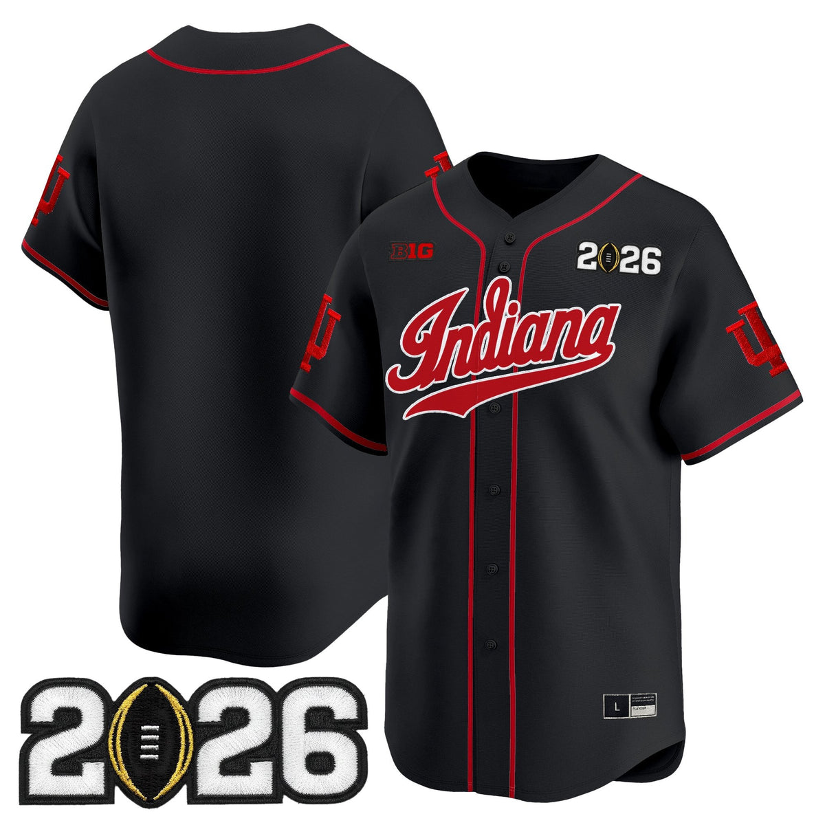 Men's Indiana Hoosiers 2026 CFP Final Patch Vapor Baseball Jersey - All Stitched