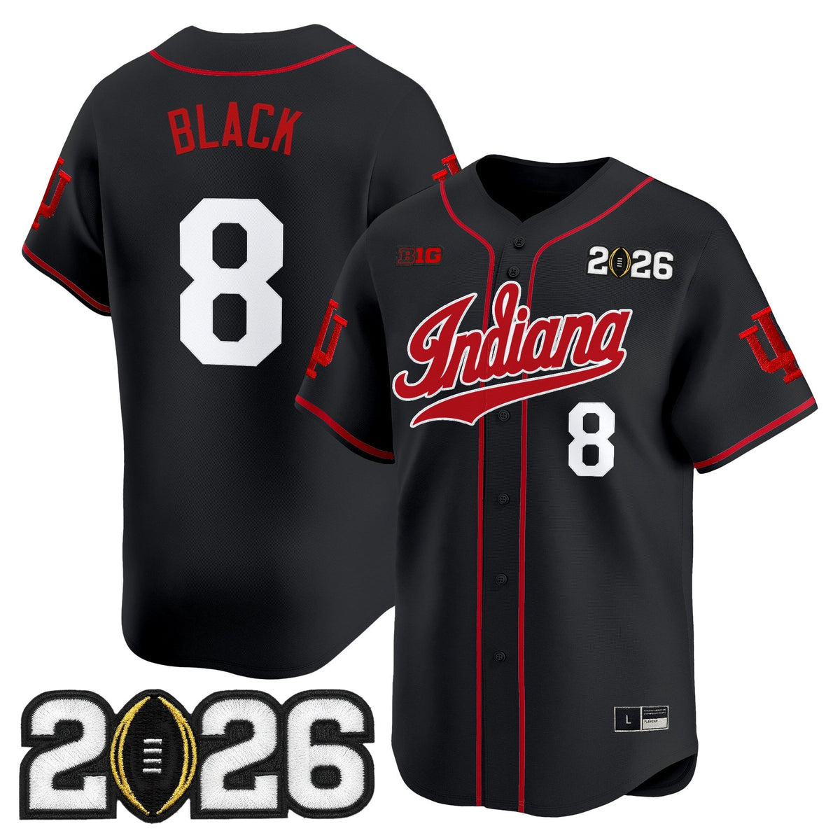 Men's Indiana Hoosiers 2026 CFP Final Patch Vapor Baseball Jersey - All Stitched