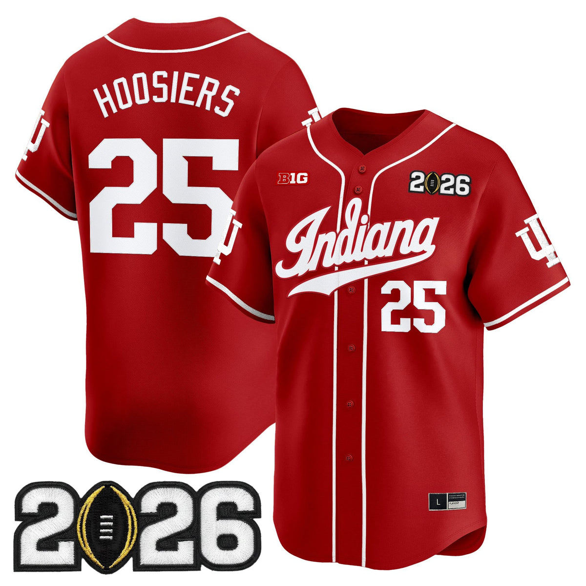 Men's Indiana Hoosiers 2026 CFP Final Patch Vapor Baseball Jersey - All Stitched