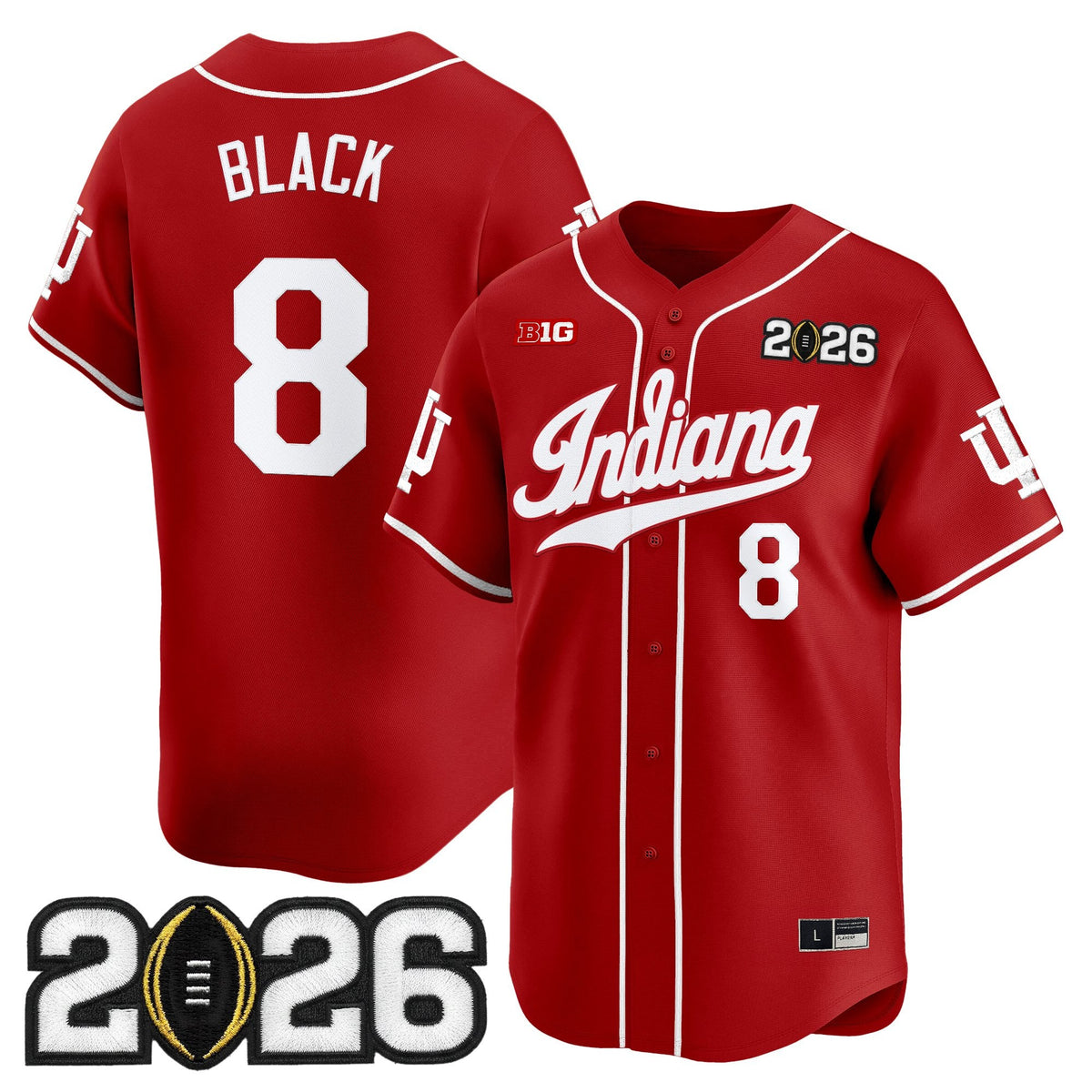 Men's Indiana Hoosiers 2026 CFP Final Patch Vapor Baseball Jersey - All Stitched