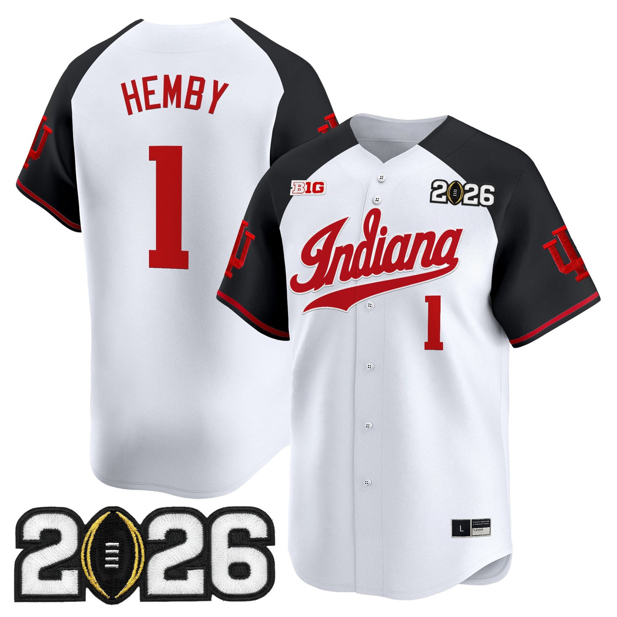 Men's Indiana Hoosiers 2026 CFP Final Patch Vapor Baseball Jersey - All Stitched