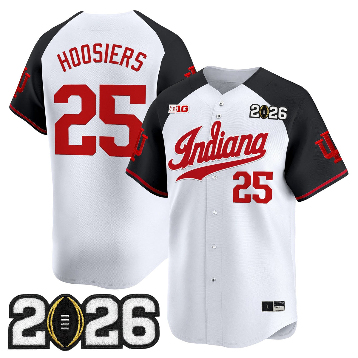 Men's Indiana Hoosiers 2026 CFP Final Patch Vapor Baseball Jersey - All Stitched