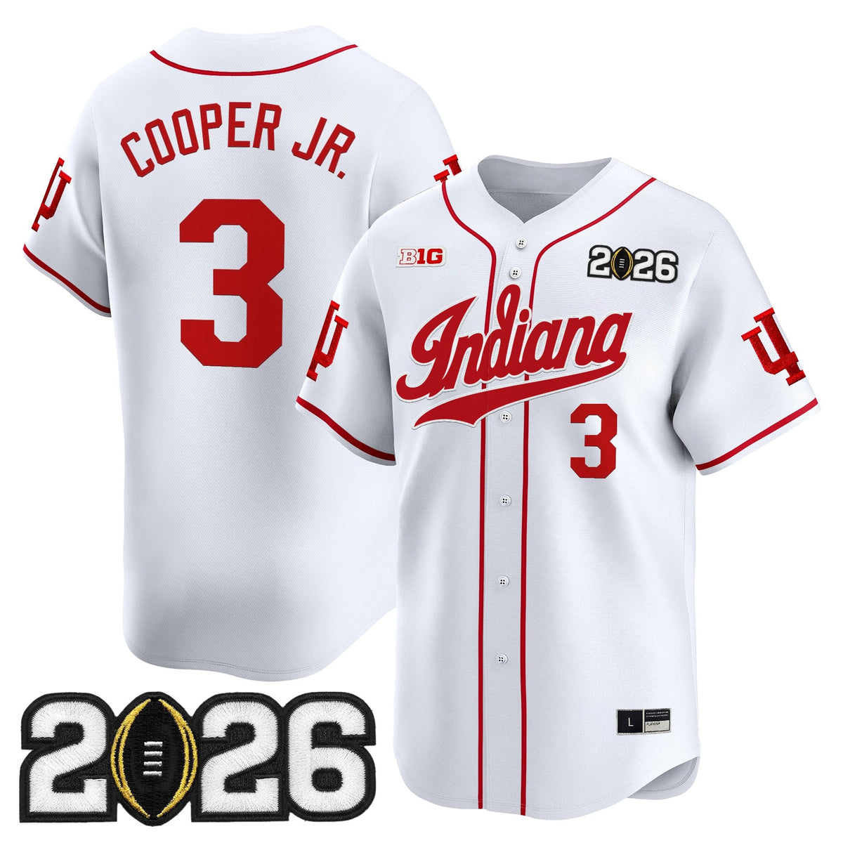 Men's Indiana Hoosiers 2026 CFP Final Patch Vapor Baseball Jersey - All Stitched