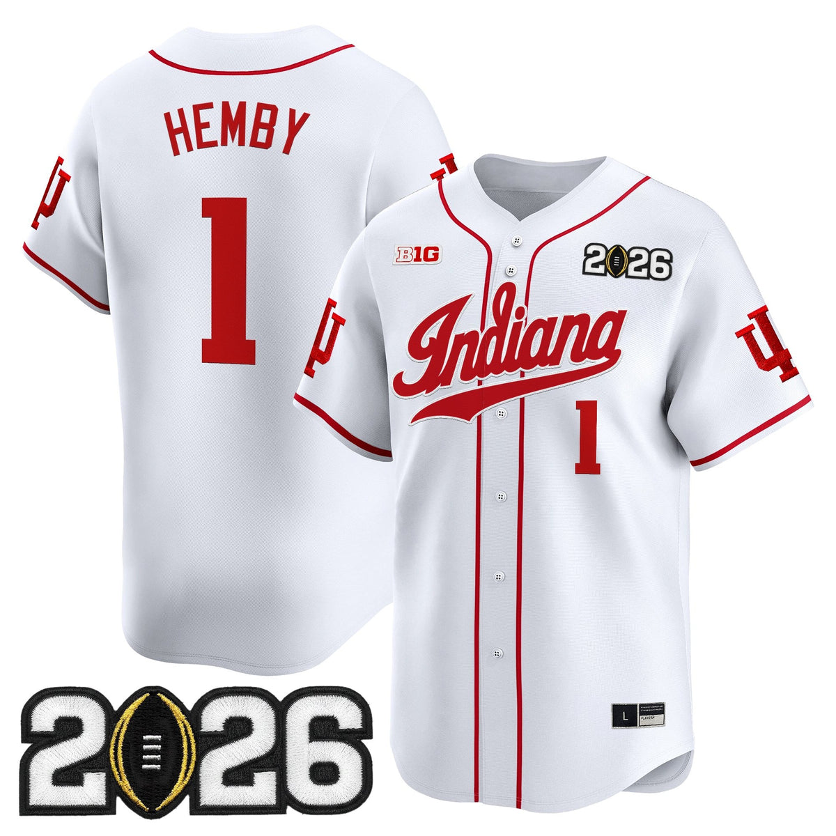 Men's Indiana Hoosiers 2026 CFP Final Patch Vapor Baseball Jersey - All Stitched