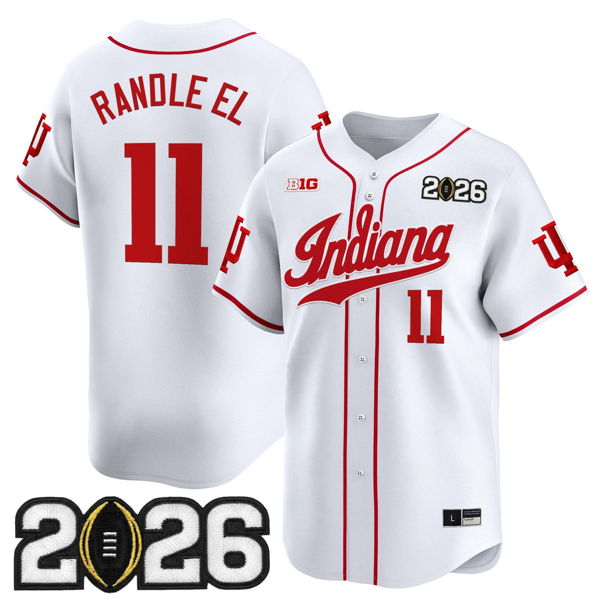 Men's Indiana Hoosiers 2026 CFP Final Patch Vapor Baseball Jersey - All Stitched