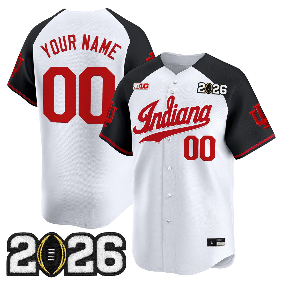 Indiana Hoosiers 2026 CFP Final Patch Vapor Baseball Custom Jersey - All Stitched