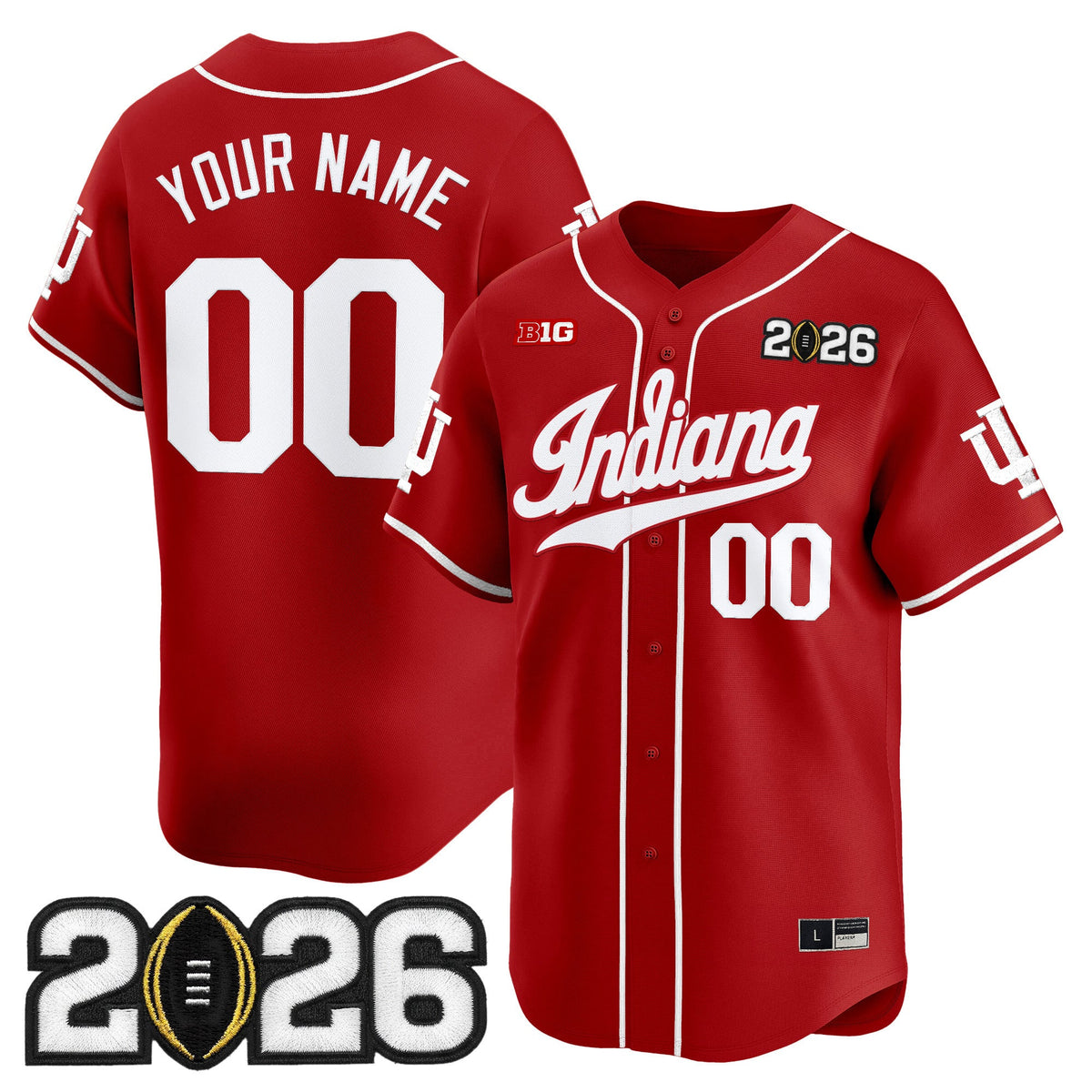 Indiana Hoosiers 2026 CFP Final Patch Vapor Baseball Custom Jersey - All Stitched
