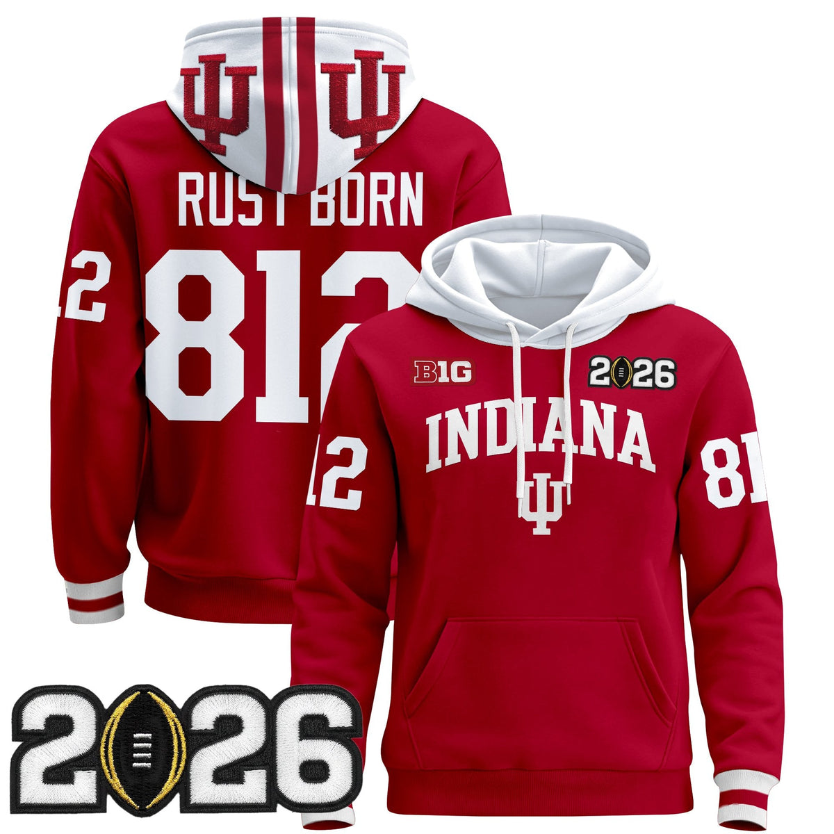 Men's Indiana Hoosiers 2026 CFP Final Patch Premium Pullover Hoodie - All Stitched